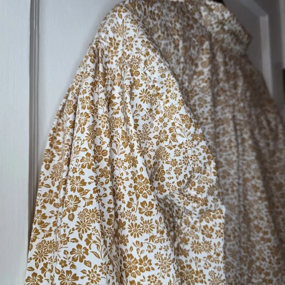 Ann Mashburn 100% Cotton Blouse – Size L - White / Caramel Floral Pattern - Picture 3 of 10